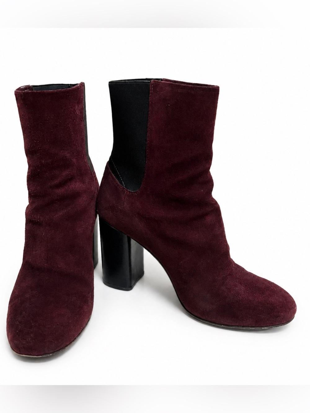 rag & bone Burgundy Suede Mid-Calf Block Heel Boots